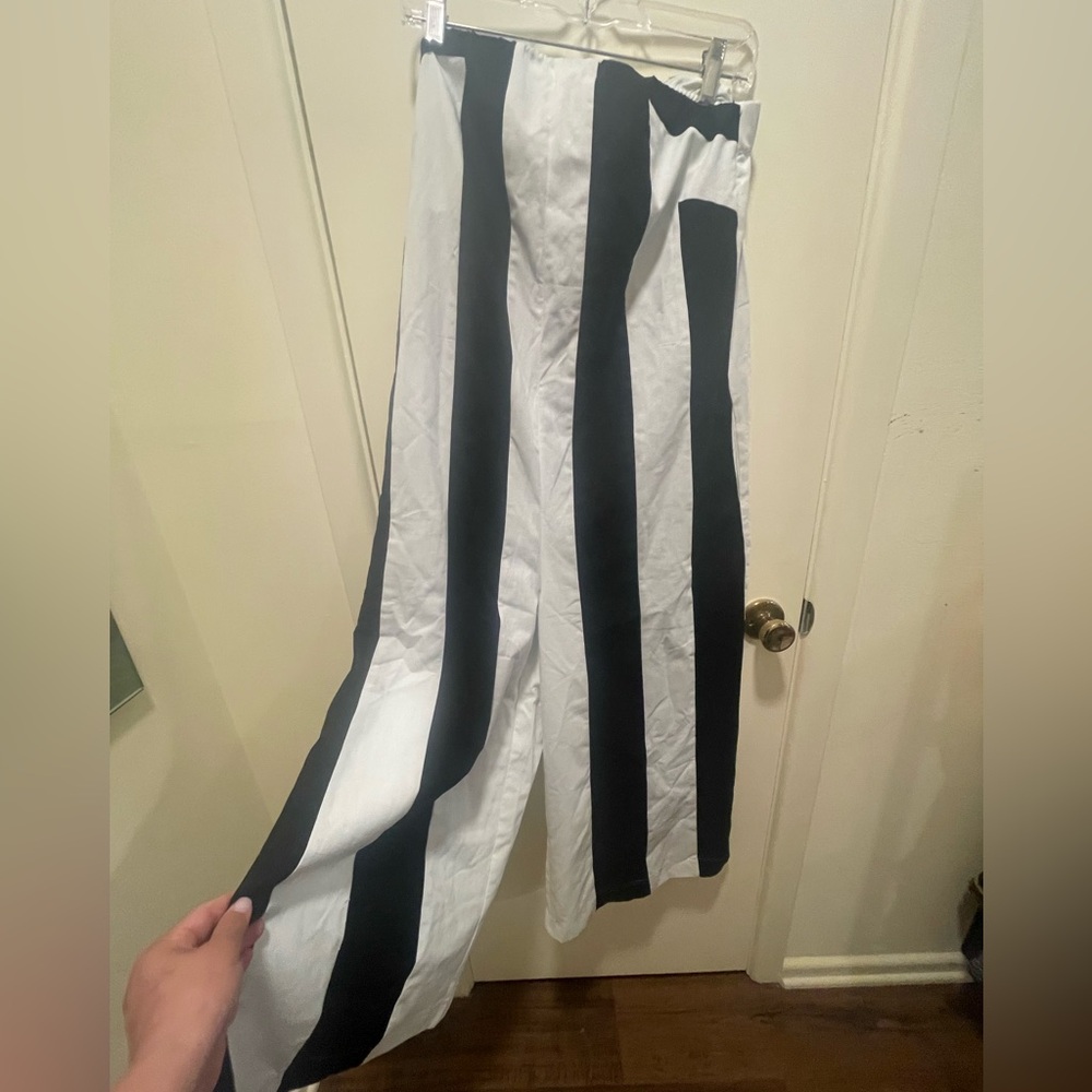 NWOT Black and White Striped strapless jumpsuit